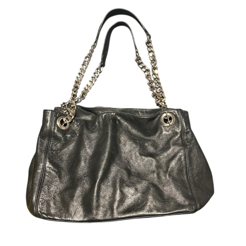 Valentino Black Leather Bag Tote with Silver Chain Straps Mario soft and slouchy - Picture 5 of 16